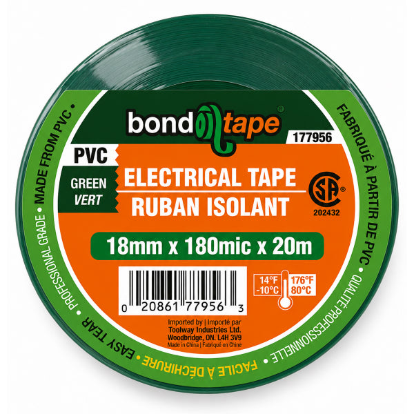 PVC Electrical Tape 18mm x 20m Green (177956)