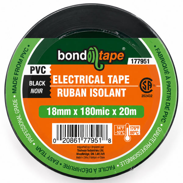 PVC Electrical Tape 18mm x 20m Black (177951)