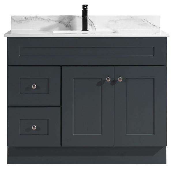 Newport Vanity Cabinet Only 2-Door/2-Drwr 42in x 21in Dk Gry( For Marble Top 188417) (188433)