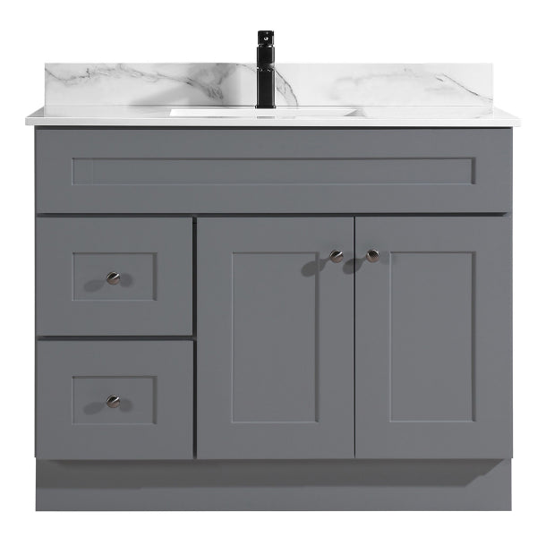 Newport Vanity Cabinet Only 2-Door/2-Drwr 42in x 21in Lt Gry(For Marble Top 188417) (188432)