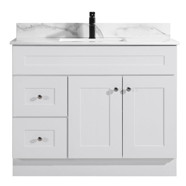 Newport Vanity Cabinet Only 2-Door/2-Drwr 42in x 21in White(For Marble Top 188417) (188431)