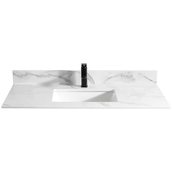 Eng. Marble Top Rectangle Undermount Sink 43in x 22in Wht/Gry (188417)