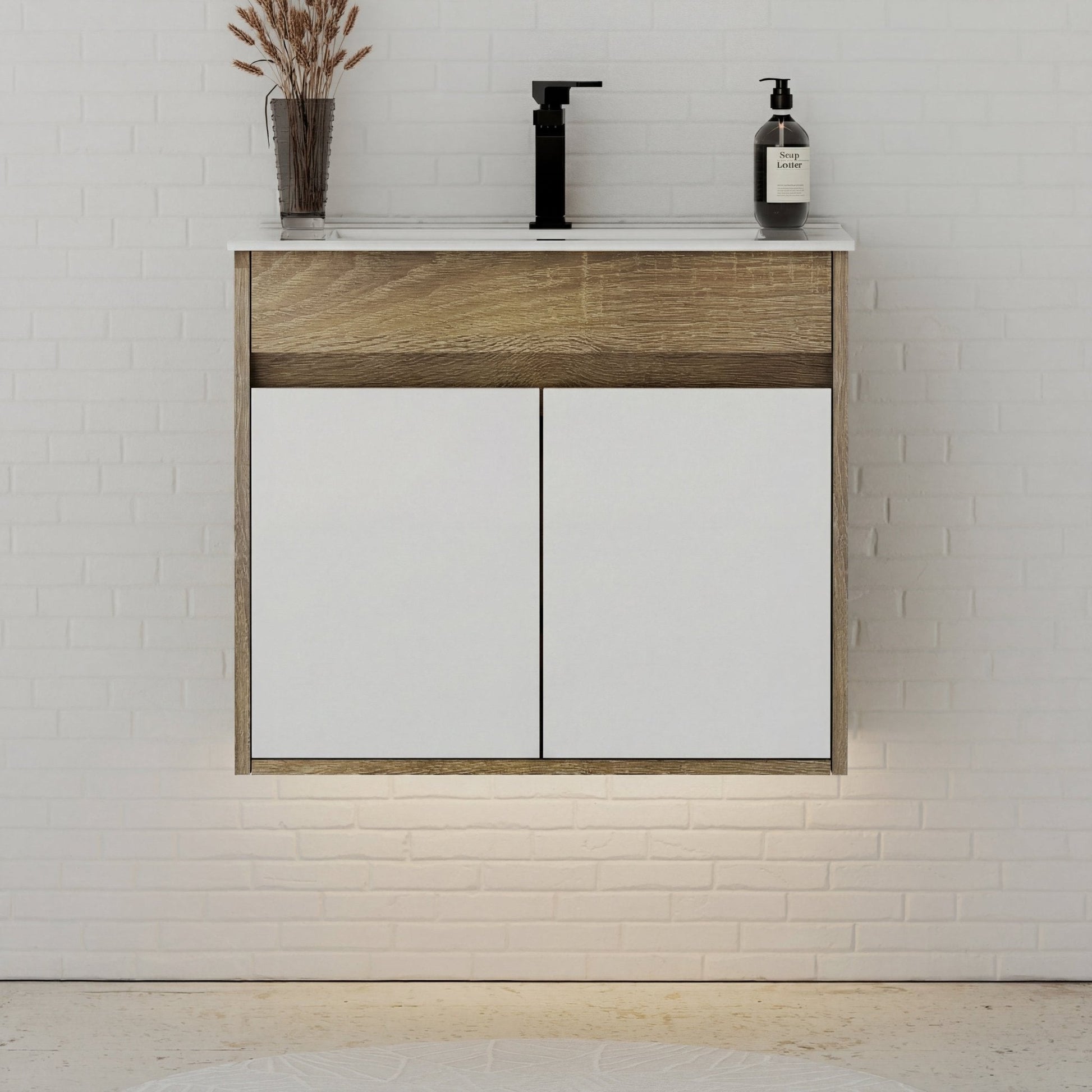 18" Narrow Depth Bathroom Vanity With Ceramic Sink