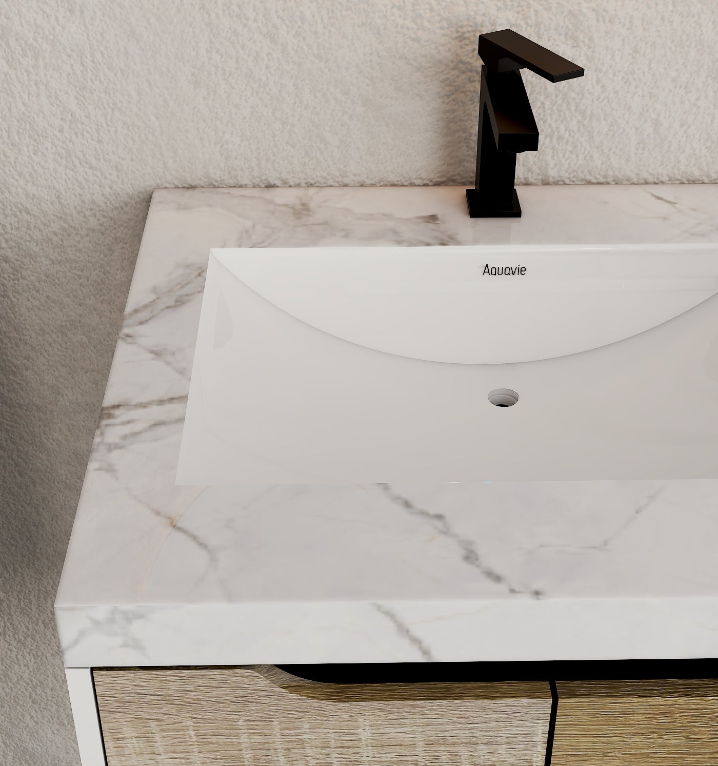 32", 40" Modern Floating Vanity with Seamless Stone Top