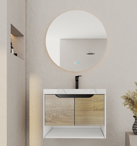 32", 40" Modern Floating Vanity with Seamless Stone Top
