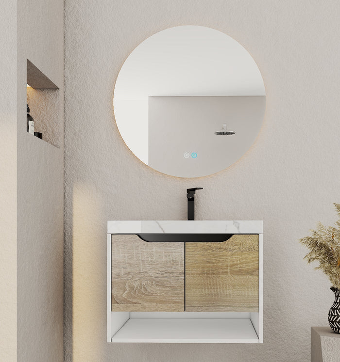 32", 40" Modern Floating Vanity with Seamless Stone Top
