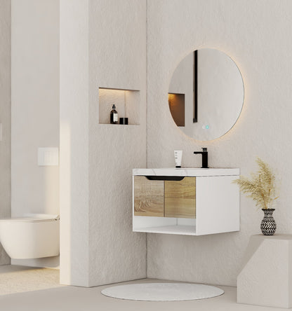 32", 40" Modern Floating Vanity with Seamless Stone Top