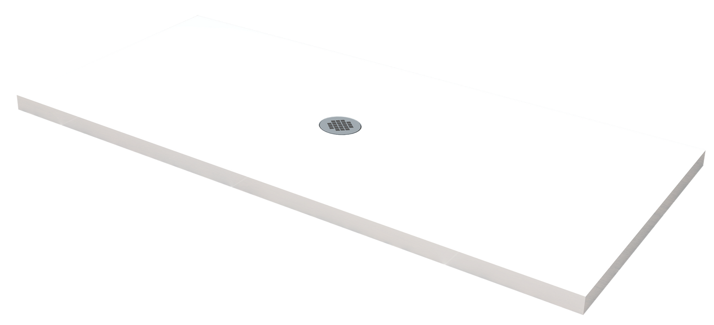 Roll-In Shower Base (Center Drain) - Aqua Mirrors Cultured Marble