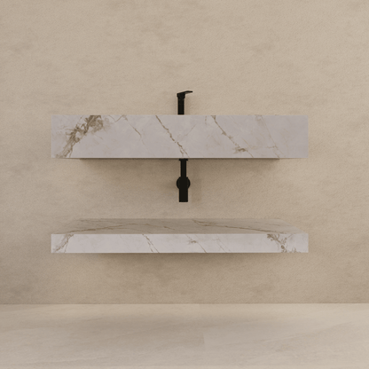 30", 40", 48"，60" Hotel Style Ice Grey Floating Vanity – Marble-Look Stone