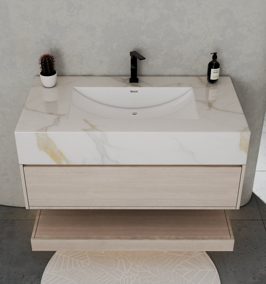 40" White Grey Oak Hotel-Style Floating Bathroom Vanity(Cabinet Only)