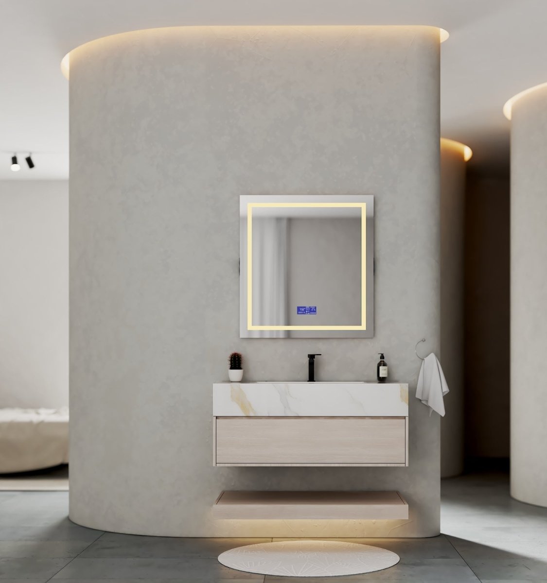 40" White Grey Oak Hotel-Style Floating Bathroom Vanity(Cabinet Only)