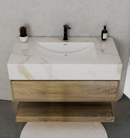 40" Light Oak Hotel-Style Floating Bathroom Vanity (Cabinet Only)