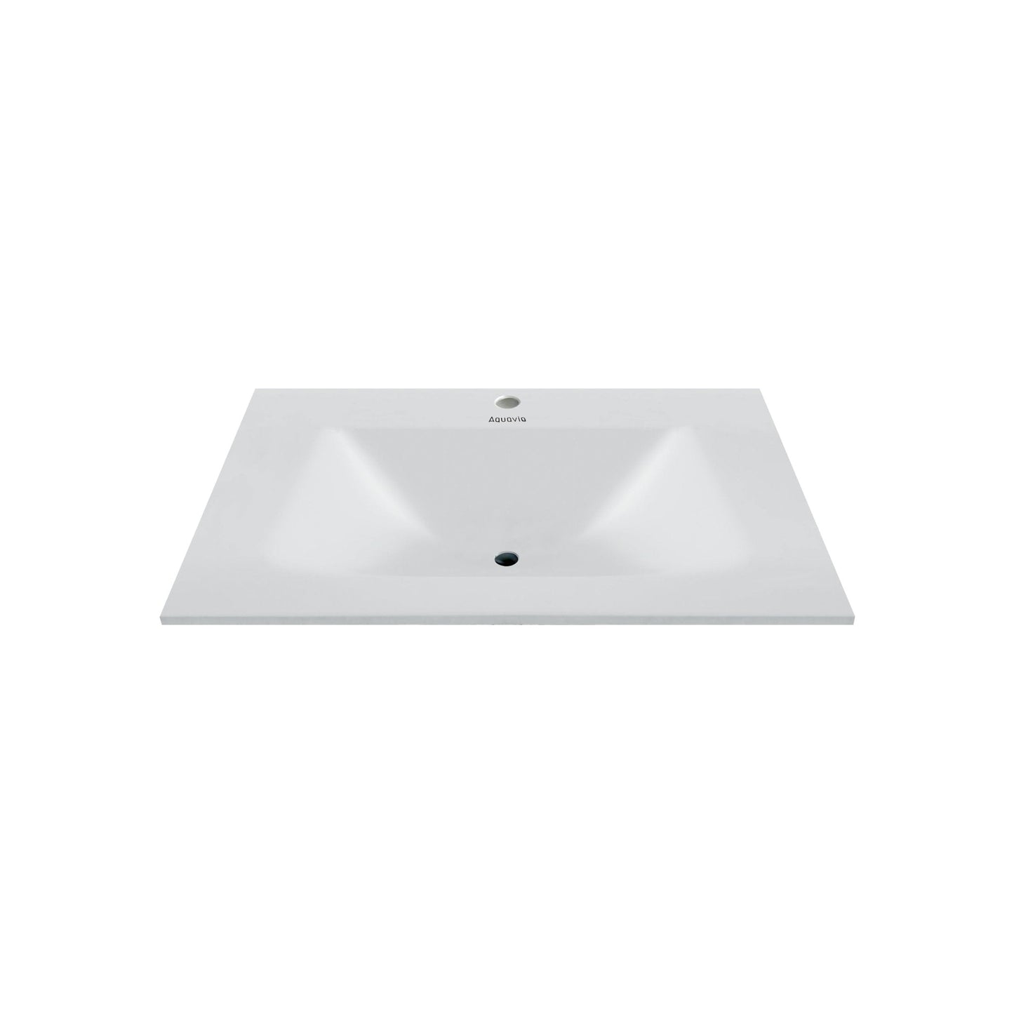 32", 36", 40" Thermoformed Sintered Stone Vanity Top with Integrated Basin – Pure White