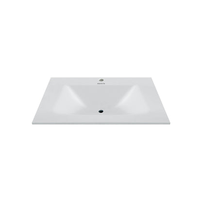 32", 36", 40" Thermoformed Sintered Stone Vanity Top with Integrated Basin – Pure White
