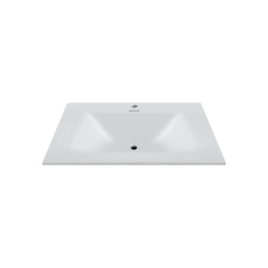 32", 36", 40" Thermoformed Sintered Stone Vanity Top with Integrated Basin – Pure White