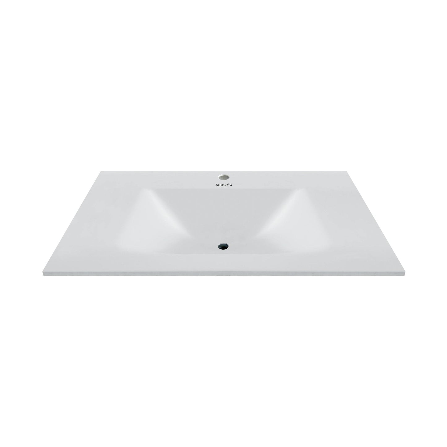 32", 36", 40" Thermoformed Sintered Stone Vanity Top with Integrated Basin – Pure White