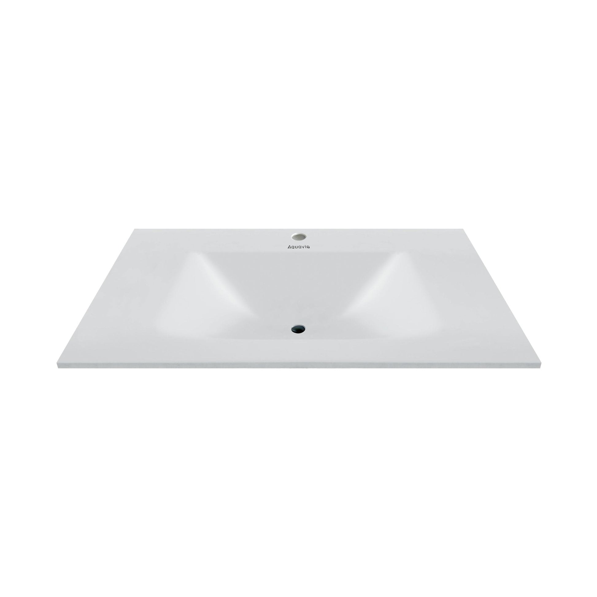 32", 36", 40" Thermoformed Sintered Stone Vanity Top with Integrated Basin – Pure White