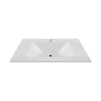 32", 36", 40" Thermoformed Sintered Stone Vanity Top with Integrated Basin – Pure White