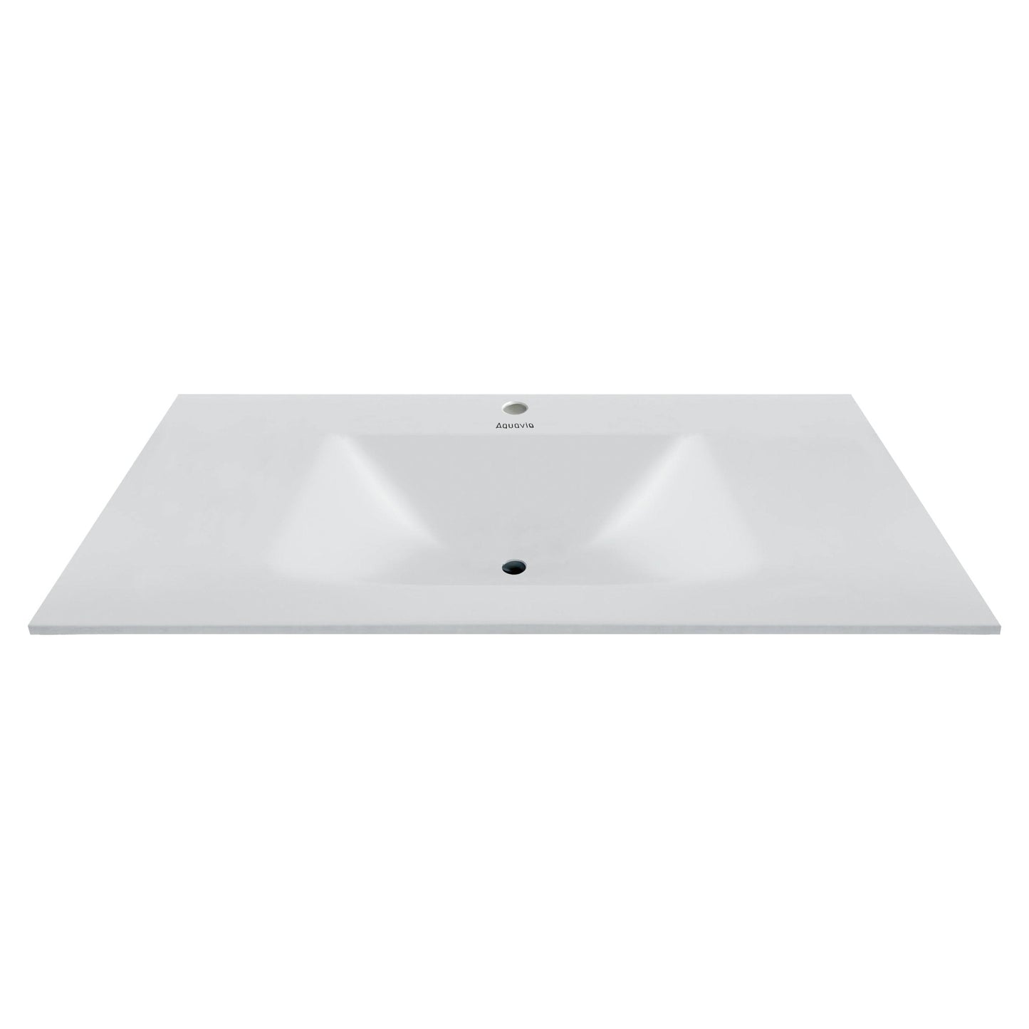 32", 36", 40" Thermoformed Sintered Stone Vanity Top with Integrated Basin – Pure White