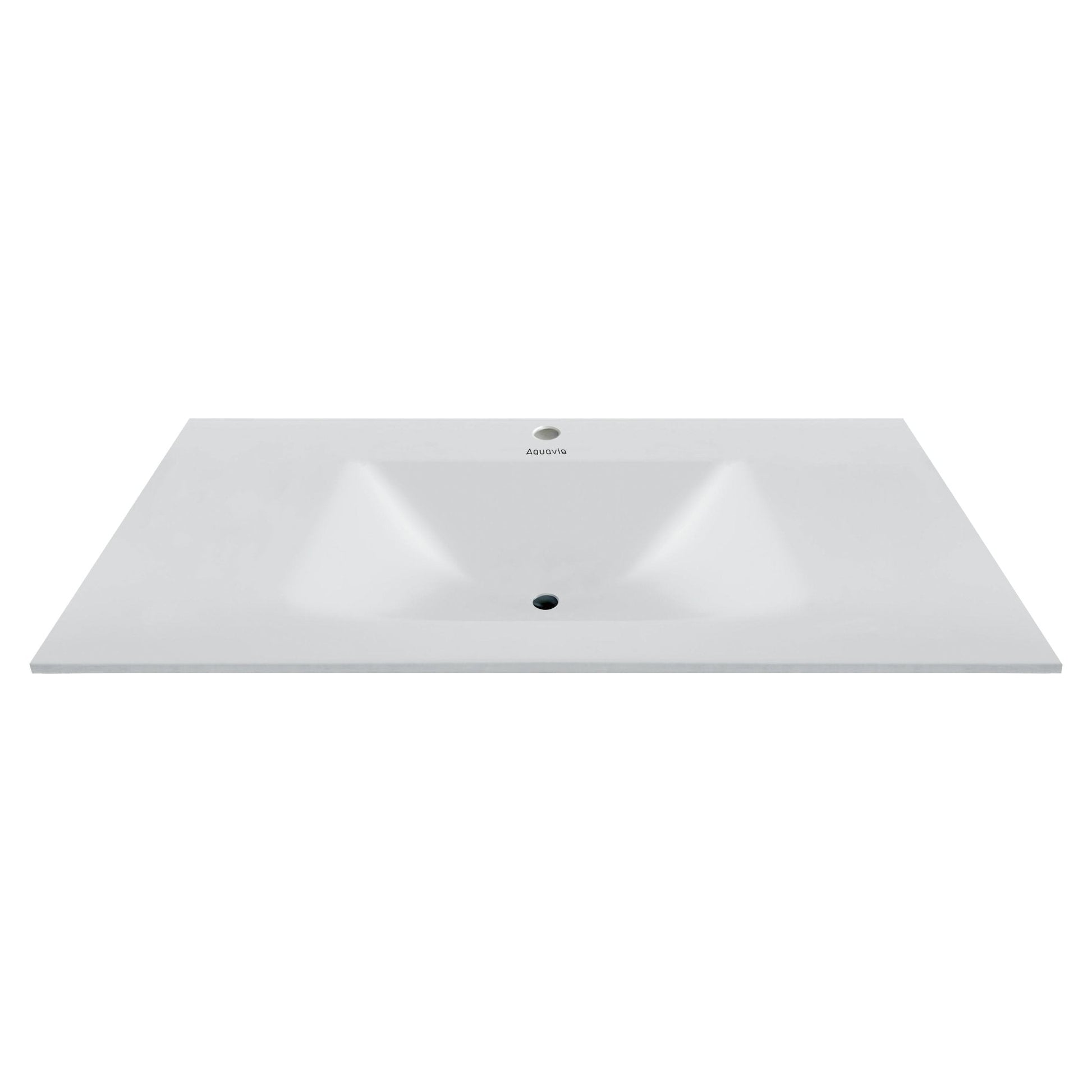 32", 36", 40" Thermoformed Sintered Stone Vanity Top with Integrated Basin – Pure White