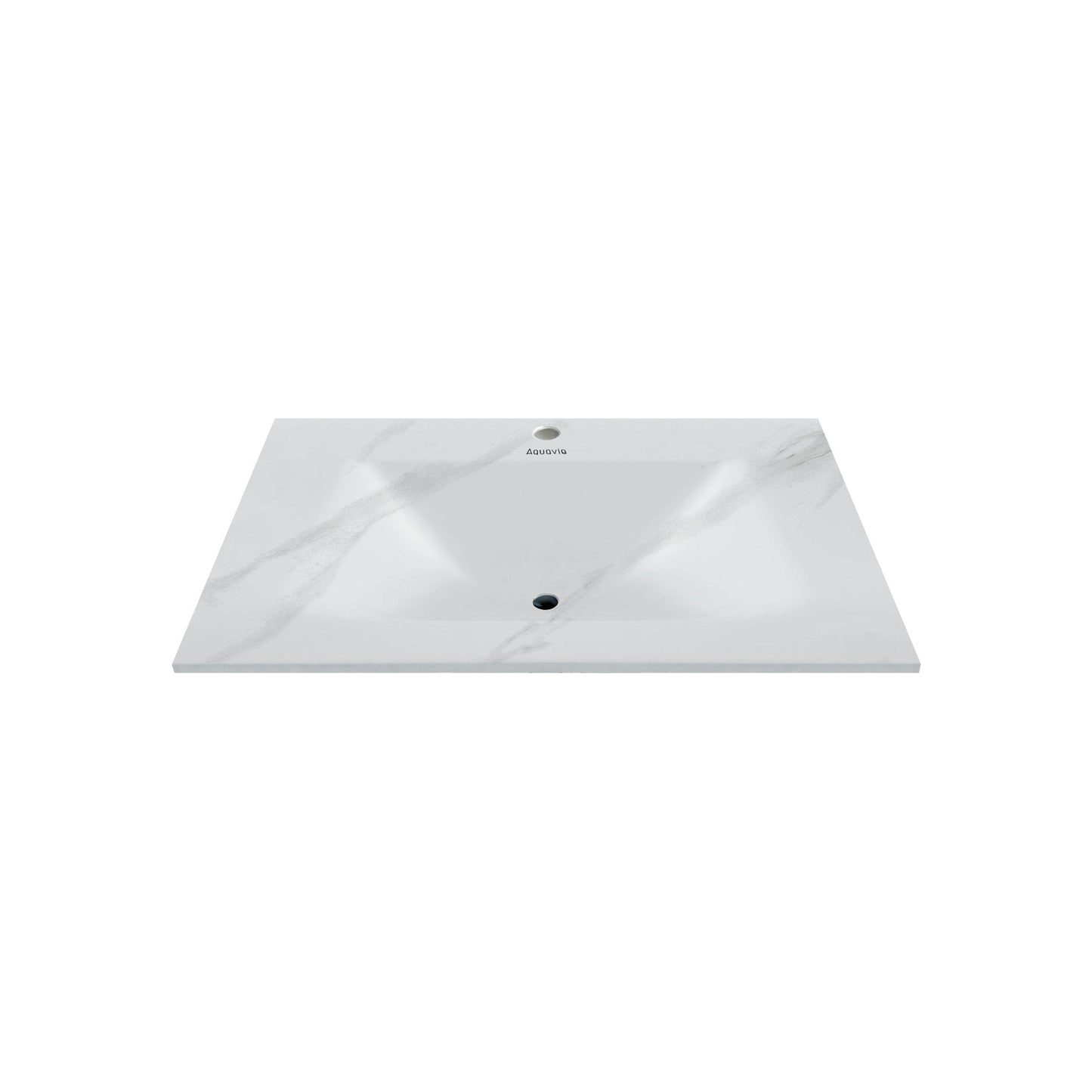 32", 36", 40" Thermoformed Sintered Stone Vanity Top with Integrated Basin – White Carrara