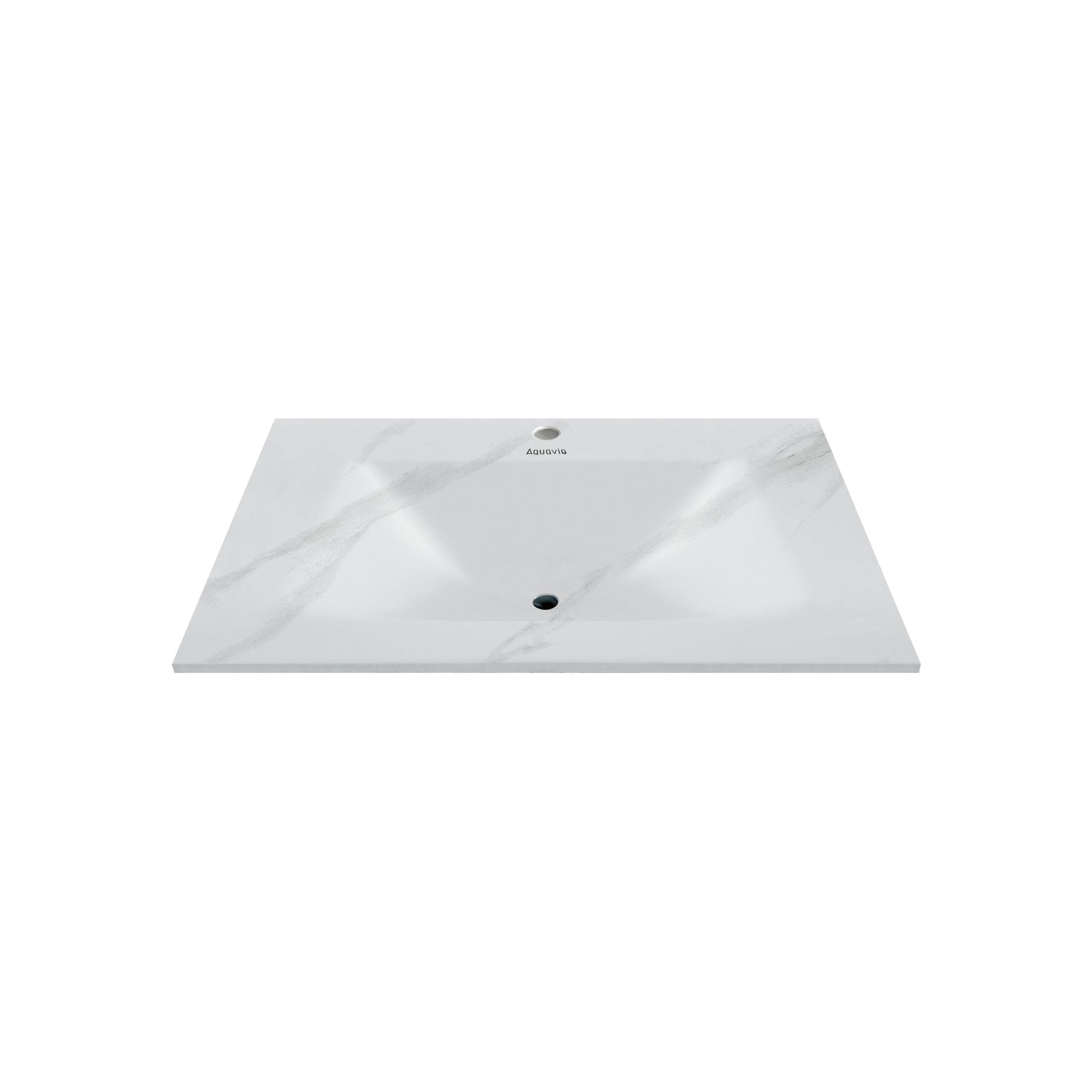 32", 36", 40" Thermoformed Sintered Stone Vanity Top with Integrated Basin – White Carrara