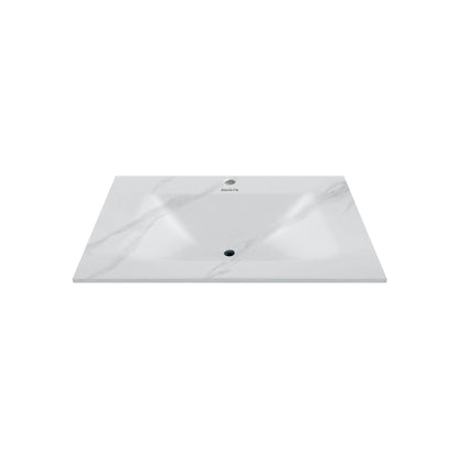 32", 36", 40" Thermoformed Sintered Stone Vanity Top with Integrated Basin – White Carrara