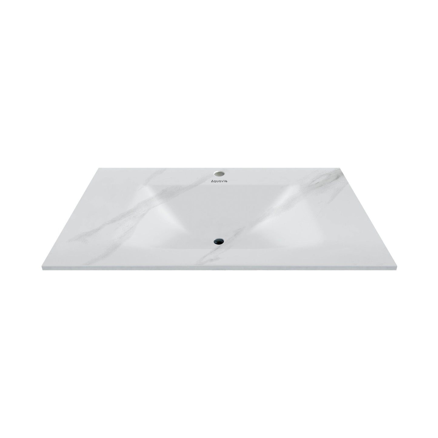 32", 36", 40" Thermoformed Sintered Stone Vanity Top with Integrated Basin – White Carrara