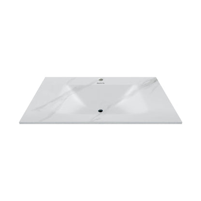 32", 36", 40" Thermoformed Sintered Stone Vanity Top with Integrated Basin – White Carrara