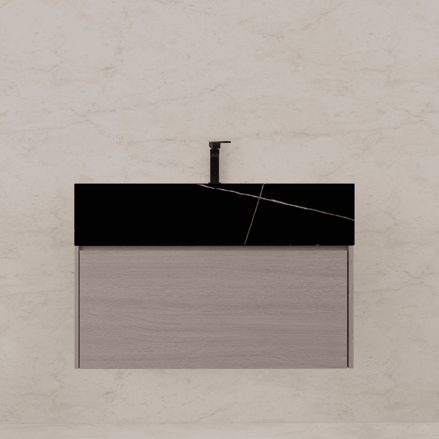 32"/ 36"/40" White Grey Oak Single Sink Floating Bathroom Vanity with Sintered Stone Top