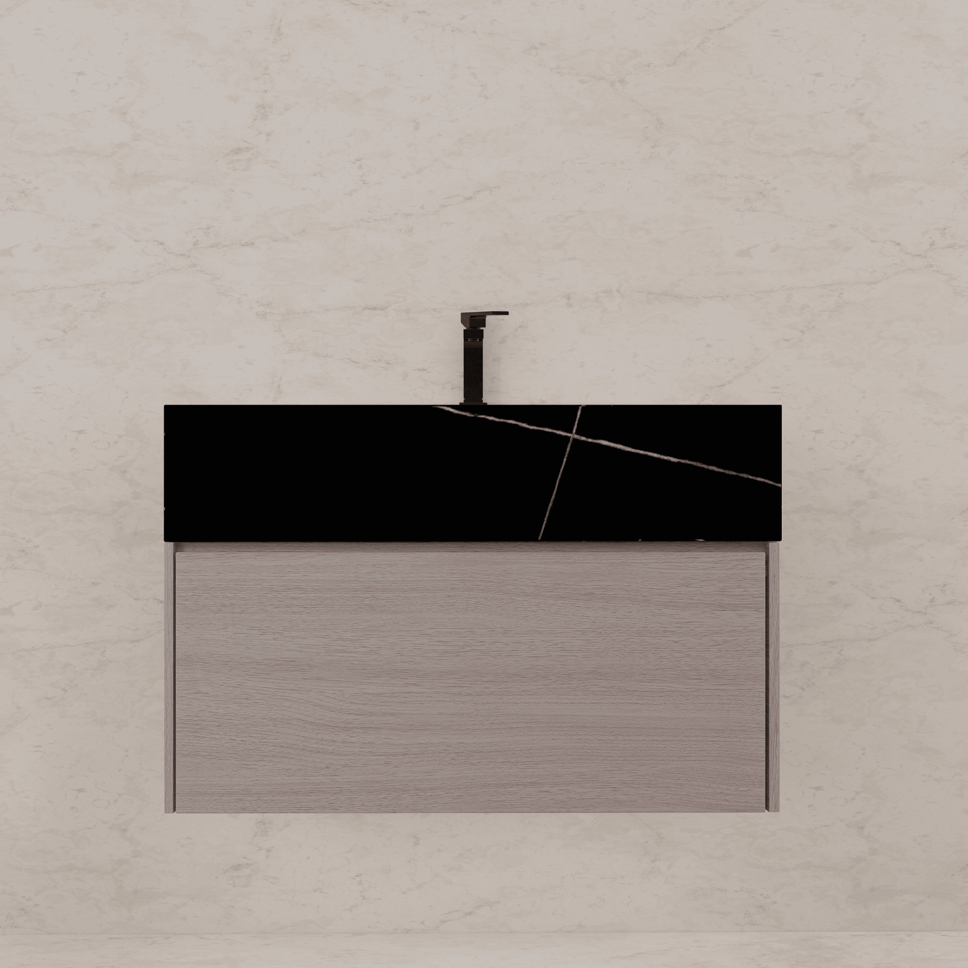 32"/ 36"/40" White Grey Oak Single Sink Floating Bathroom Vanity with Sintered Stone Top