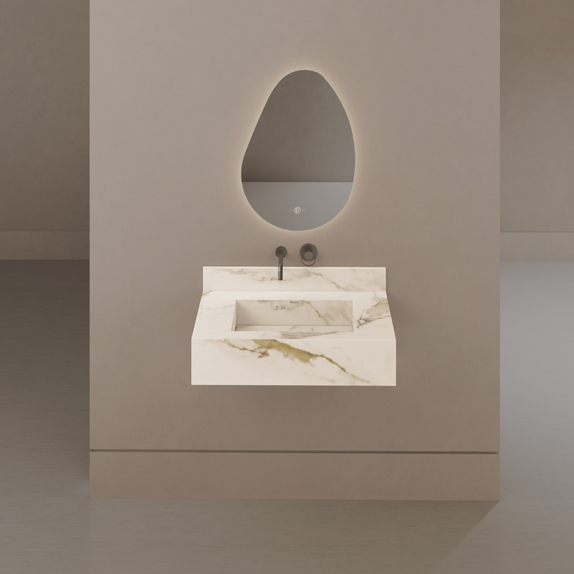 32" / 40" Monolithic Floating Vanity | Calacatta Gold Sintered Stone Single Sink