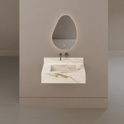 32" / 40" Monolithic Floating Vanity | Calacatta Gold Sintered Stone Single Sink
