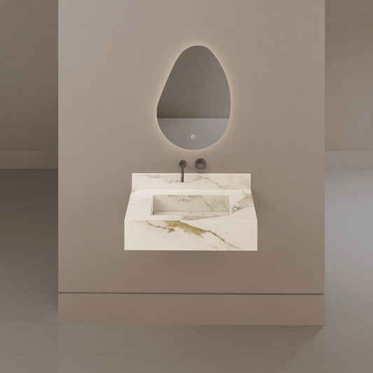 32" / 40" Monolithic Floating Vanity | Calacatta Gold Sintered Stone Single Sink