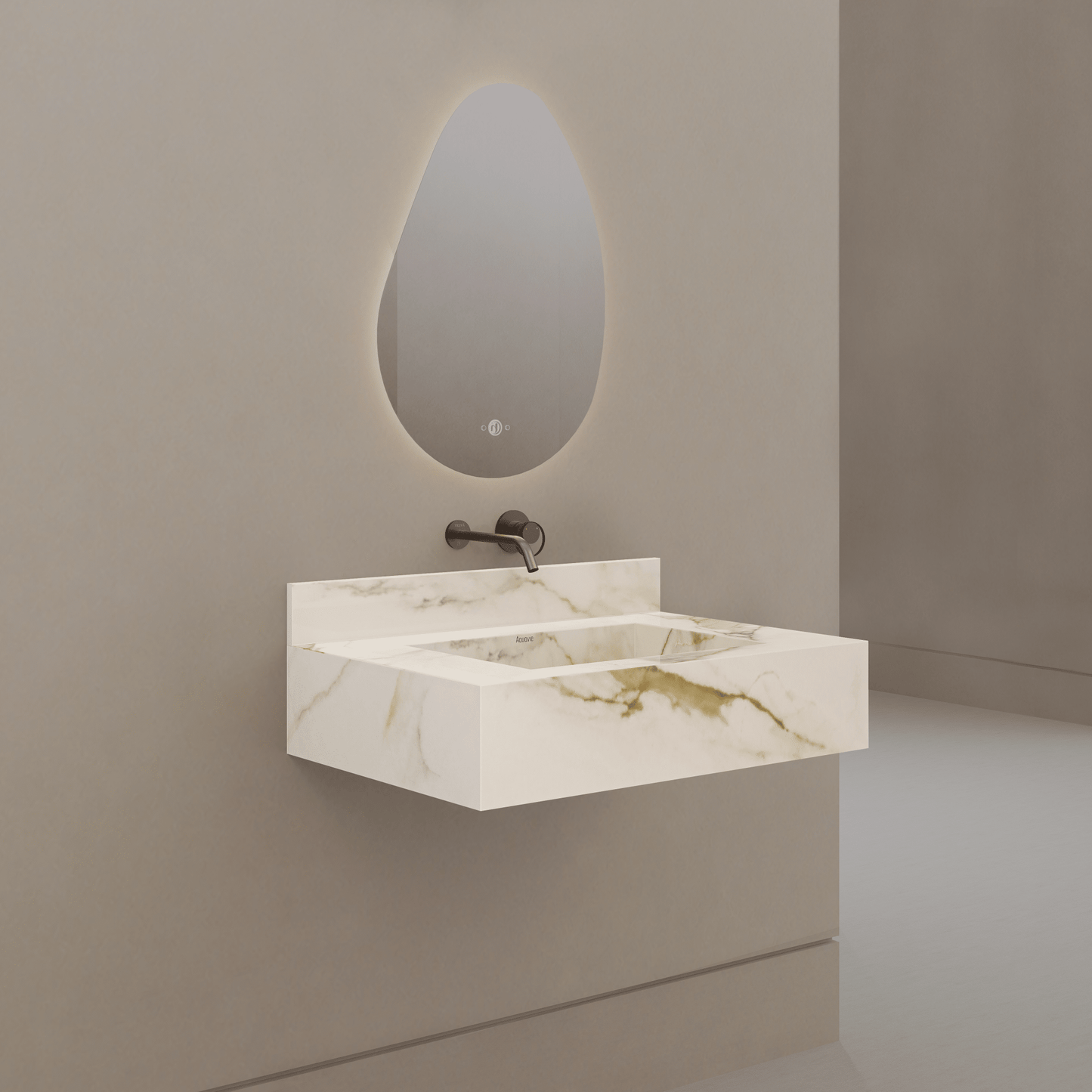 32" / 40" Monolithic Floating Vanity | Calacatta Gold Sintered Stone Single Sink