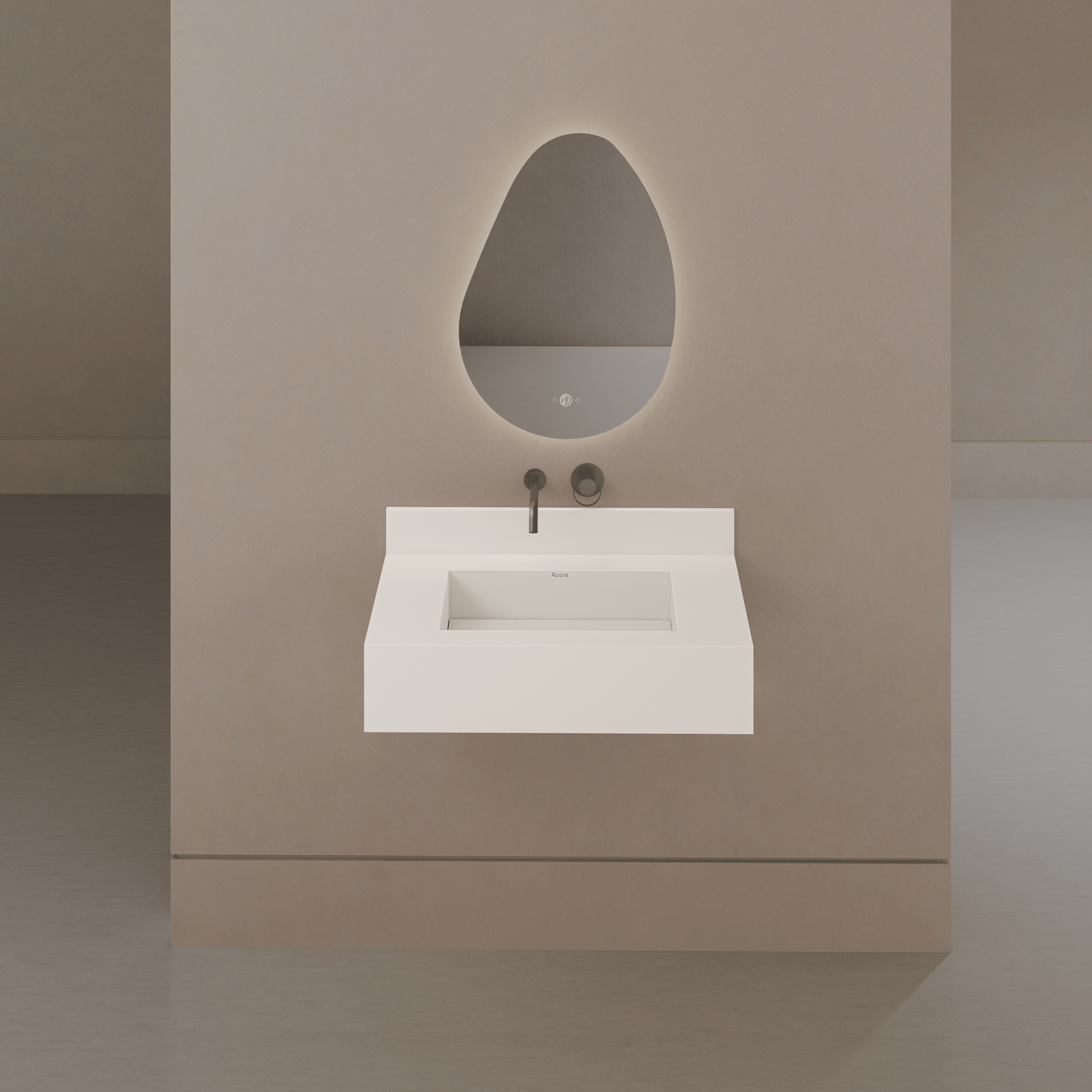 32" / 40" Monolithic Floating Vanity & Integrated Top | Glacier White Sintered Stone Single Sink with Hidden Drain