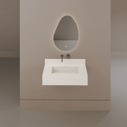 32" / 40" Monolithic Floating Vanity & Integrated Top | Glacier White Sintered Stone Single Sink with Hidden Drain