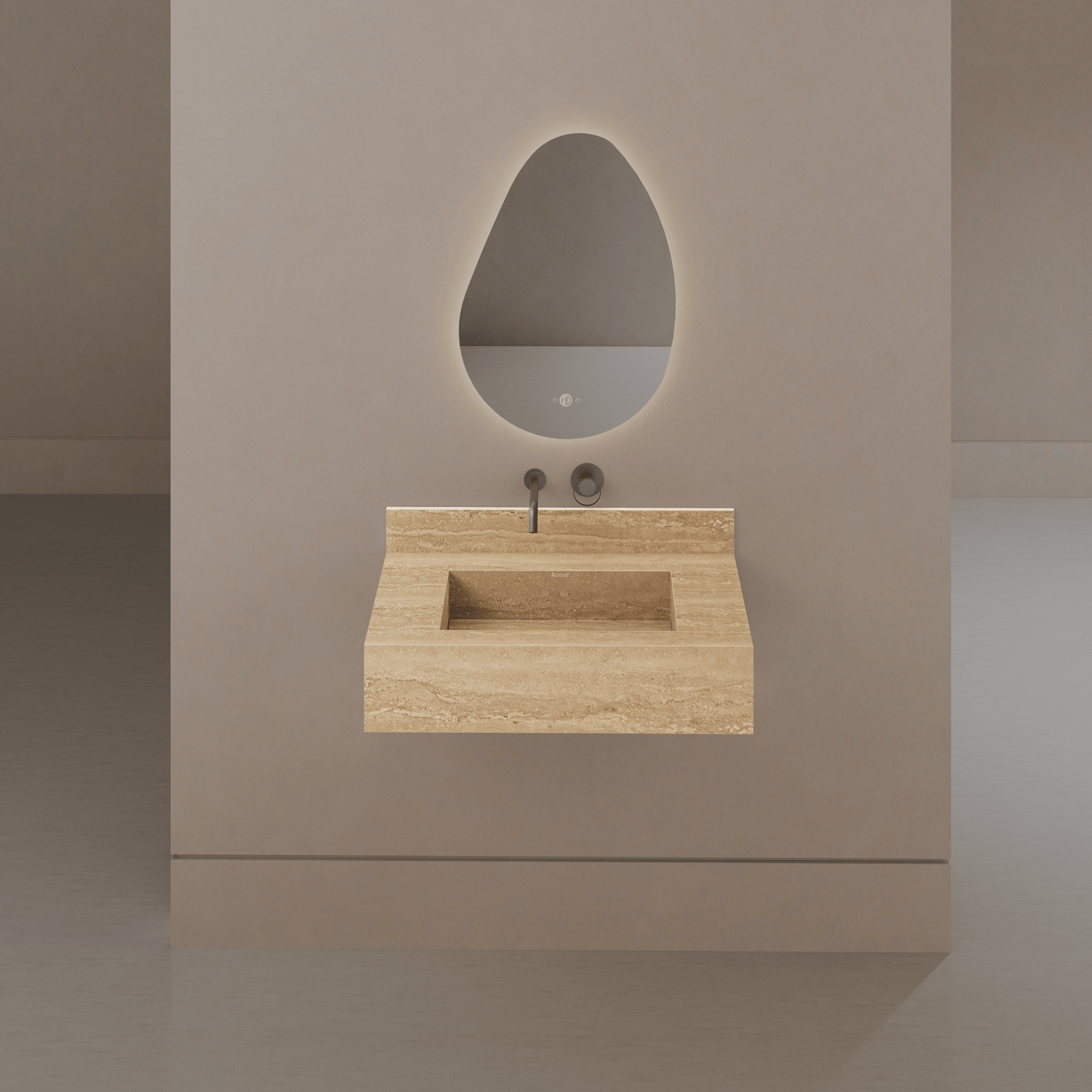 32" / 40" Monolithic Floating Vanity | Natural Travertine Sintered Stone Single Sink