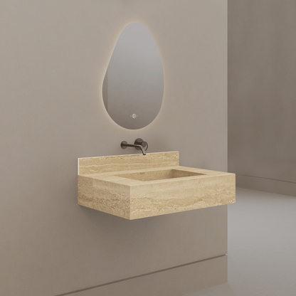 32" / 40" Monolithic Floating Vanity | Natural Travertine Sintered Stone Single Sink