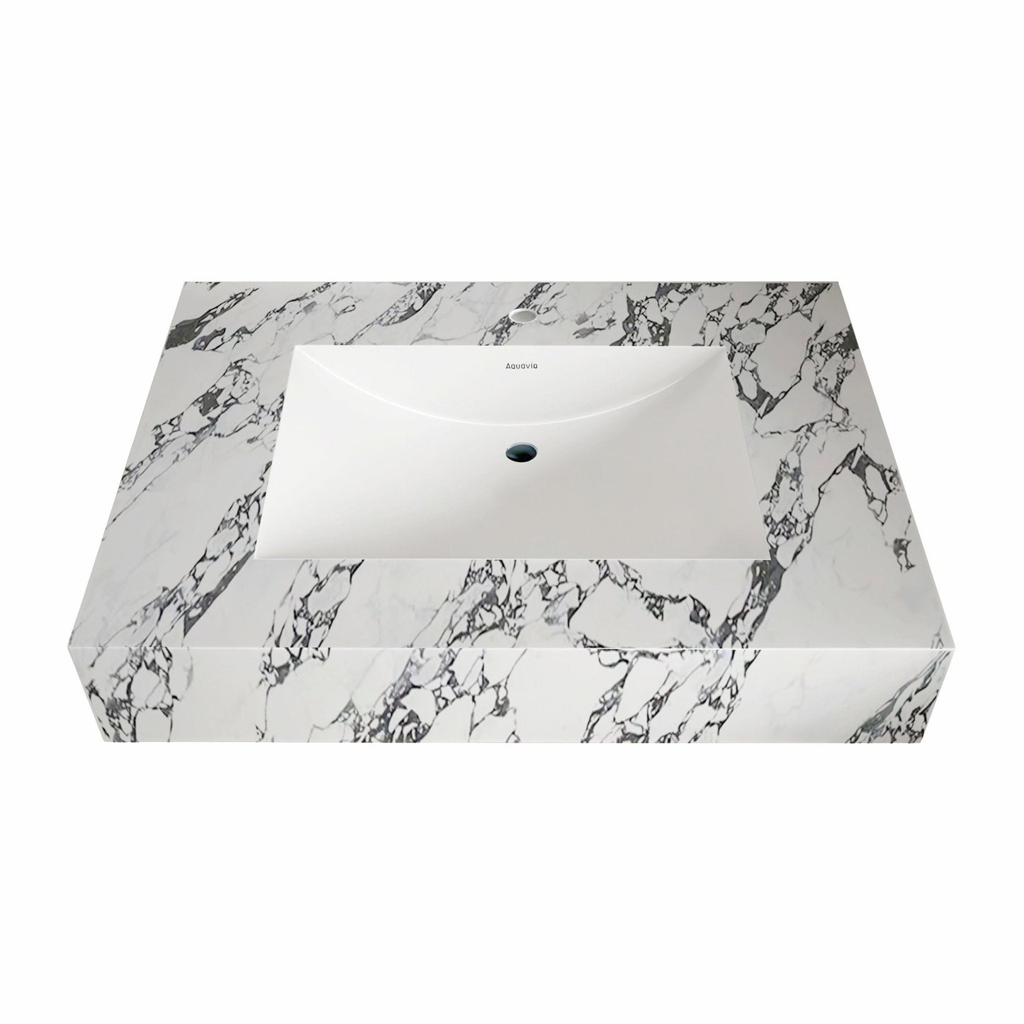 32"-60" Seamless Sintered Stone Vanity Top with Integrated Basin – Calacatta Black