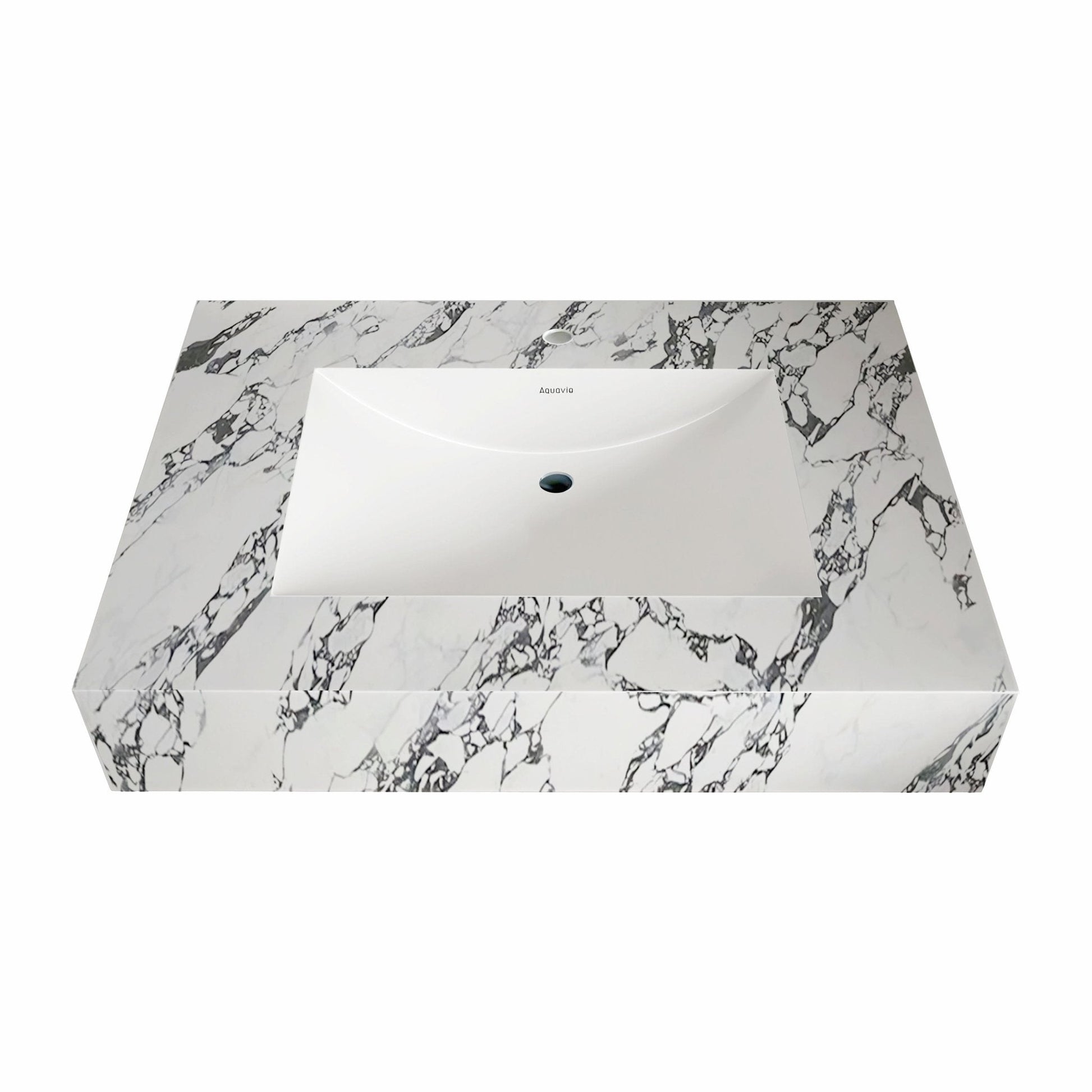 32"-60" Seamless Sintered Stone Vanity Top with Integrated Basin – Calacatta Black