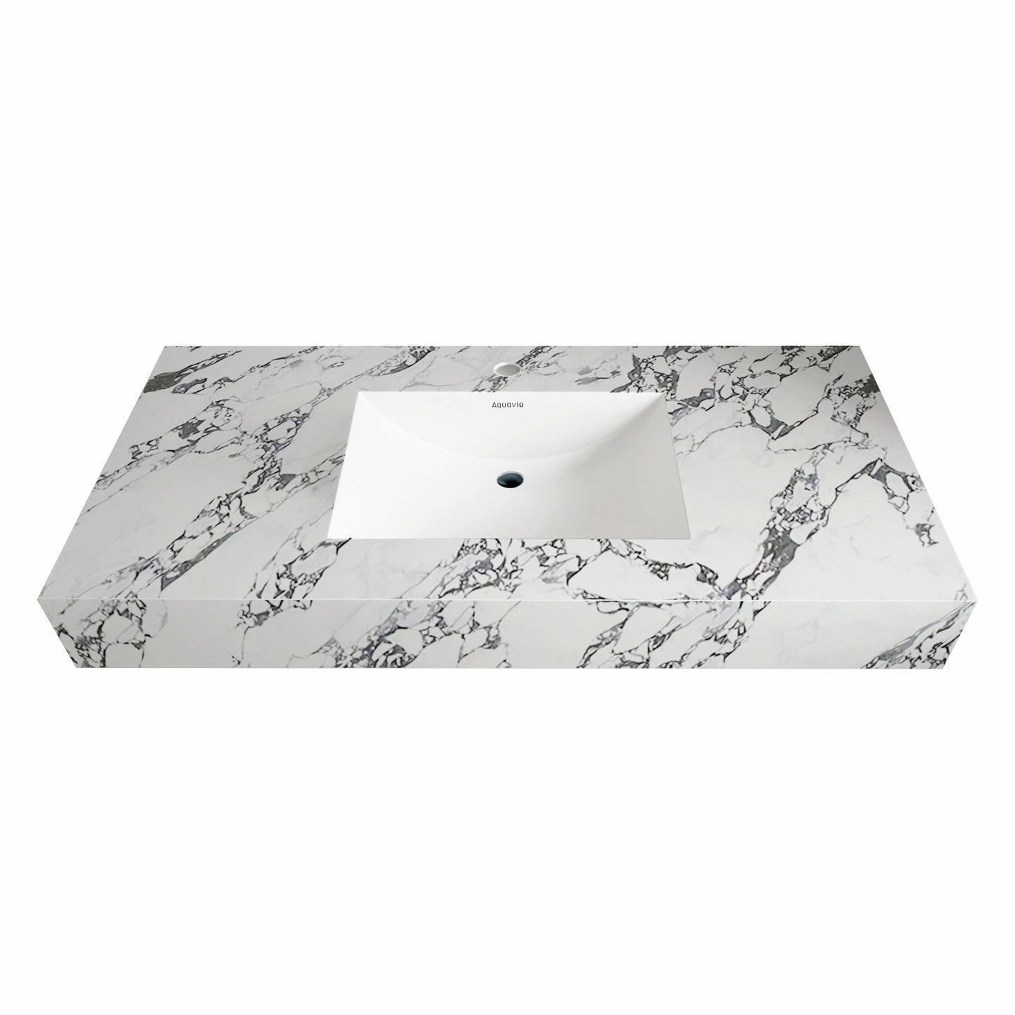 32"-60" Seamless Sintered Stone Vanity Top with Integrated Basin – Calacatta Black