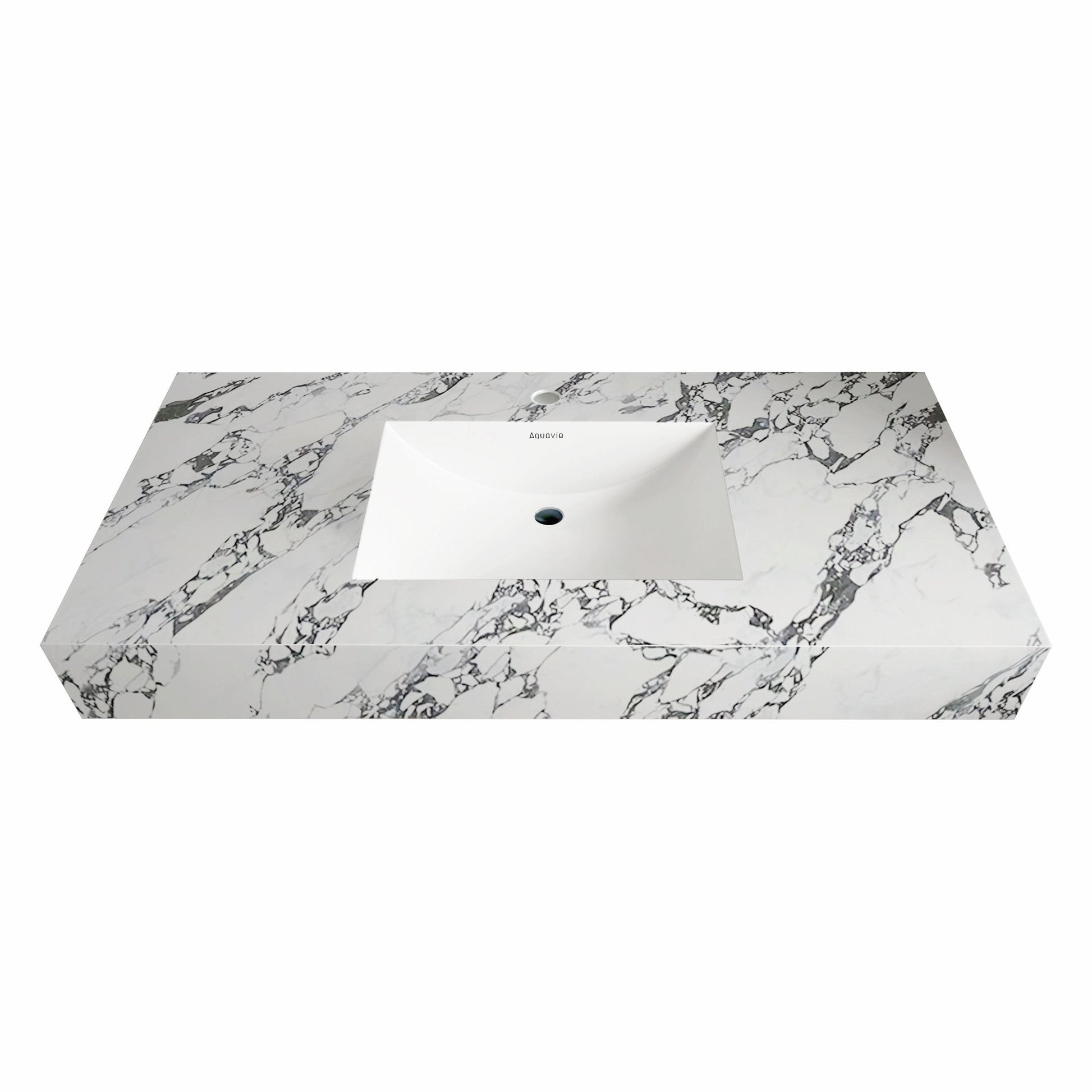 32"-60" Seamless Sintered Stone Vanity Top with Integrated Basin – Calacatta Black