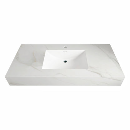 32"-71" Seamless Sintered Stone Vanity Top with Integrated Basin – Calacatta Gold