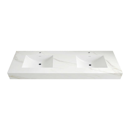 32"-71" Seamless Sintered Stone Vanity Top with Integrated Basin – Calacatta Gold