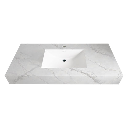 32"-71" Seamless Sintered Stone Vanity Top with Integrated Basin – Ice Grey