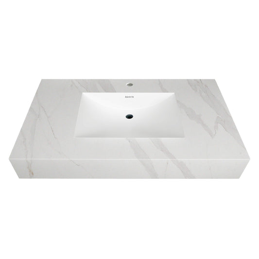 32"-71" Seamless Sintered Stone Vanity Top with Integrated Basin