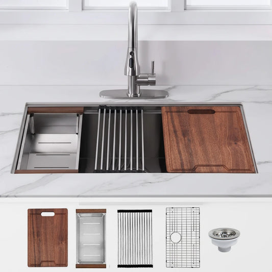 32x18 Inches Kitchen Sink Single Bowl - Work Station (U3218-WS)