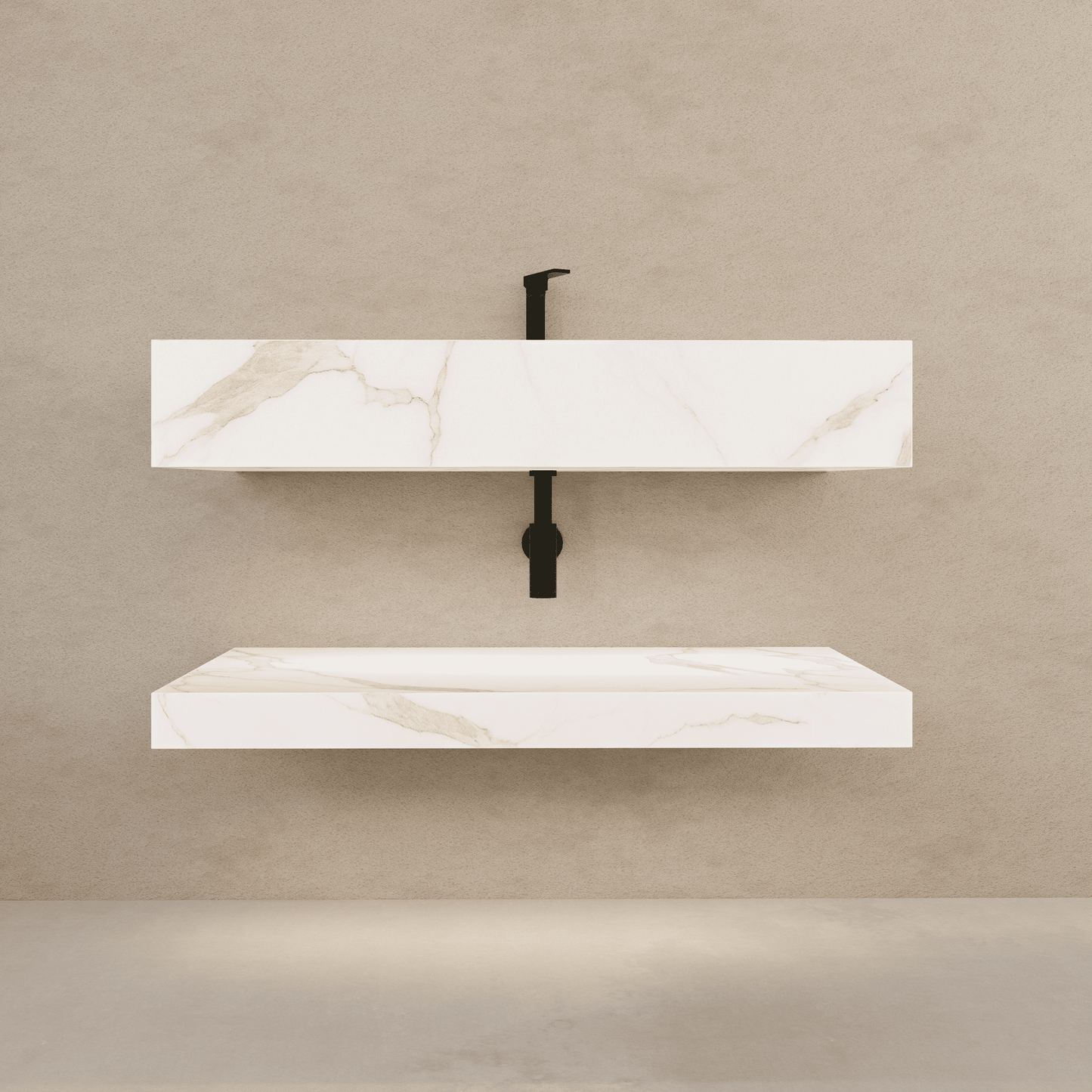 32" Hotel Style Floating Vanity – Marble-Look Stone