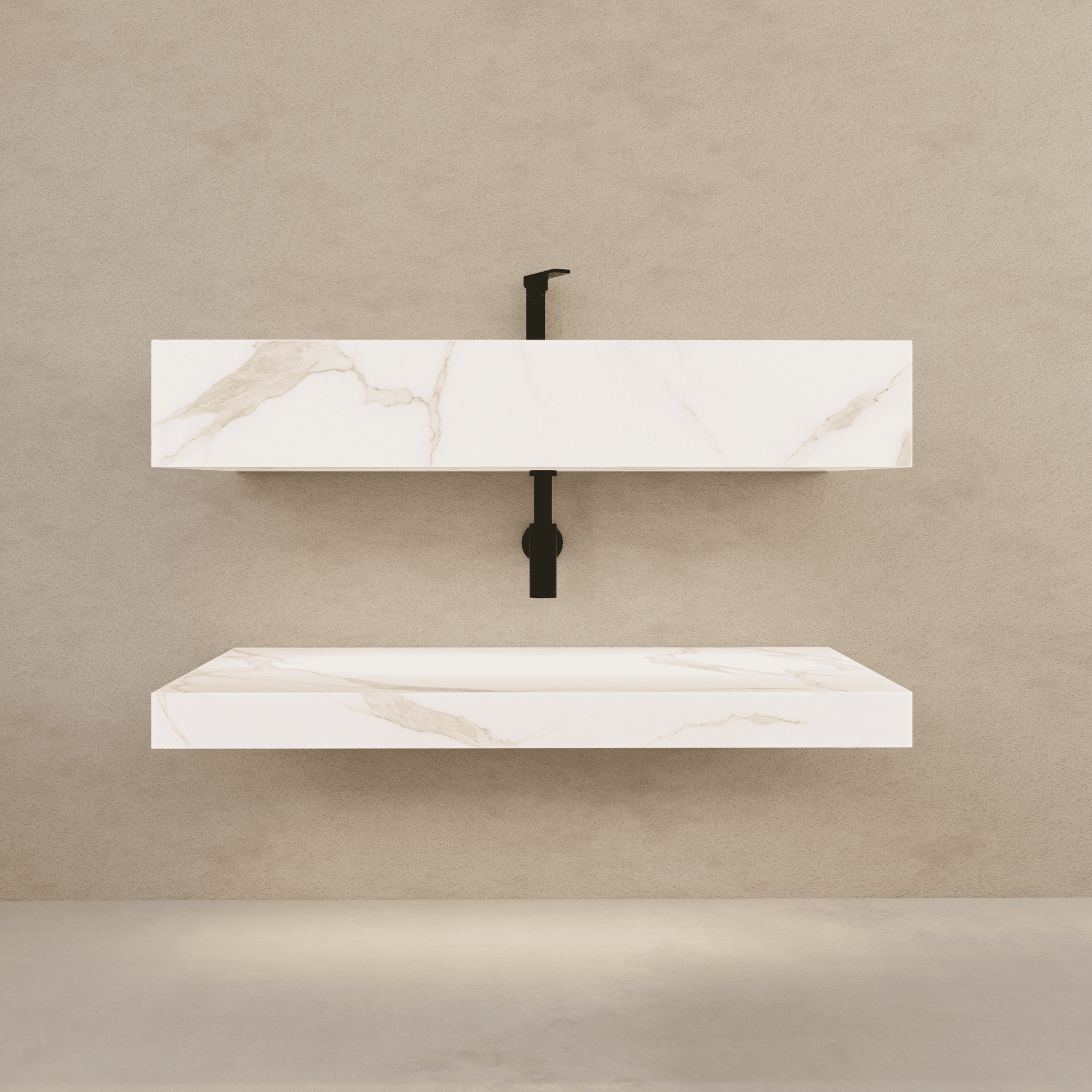 32" Hotel Style Floating Vanity – Marble-Look Stone